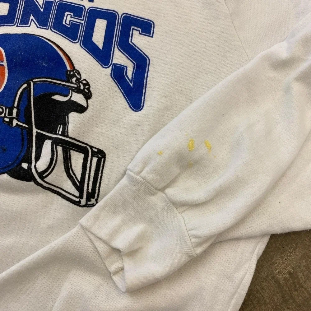Vintage 80s Denver Broncos NFL Helmet Orange Crush Crewneck Sweatshirt Size XL